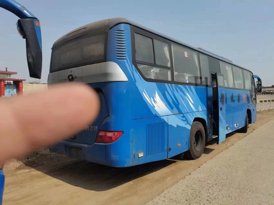 Χρησιμοποιημένο μπλε χρώμα 59 μηχανή 280hp 2+3 καθισμάτων υψηλότερο λεωφορείο KLQ6115 πετρελαιοκίνητων λεωφορείων Yuchai καθισμάτων Drive χεριών σχεδιαγράμματος 2$ο