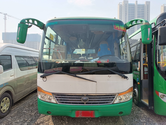 Χρησιμοποιούμενο λεωφορείο 29 θέσεων Μπροστά κινητήρα ZK6752D μοντέλο συρόμενο παράθυρο φύλλο ελατήριο