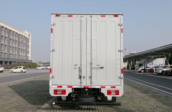 Χρησιμοποιούμενα ελαφριά φορτηγά JAC 4,2 μέτρα φορτηγό κιβώτιο διπλής πόρτας μονό σειρά καμπίνα με κρεβάτι