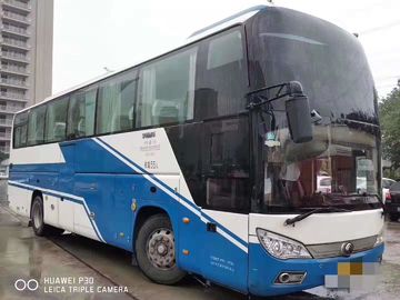 Χρησιμοποιημένο λεωφορείο 55 μπλε άσπρο 2014 έτος ZK6118 ακτοφυλάκων diesel LHD Yutong λεωφορείων καθισμάτων