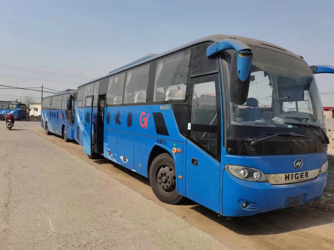 Χρησιμοποιημένο μπλε χρώμα 59 μηχανή 280hp 2+3 καθισμάτων υψηλότερο λεωφορείο KLQ6115 πετρελαιοκίνητων λεωφορείων Yuchai καθισμάτων Drive χεριών σχεδιαγράμματος 2$ο