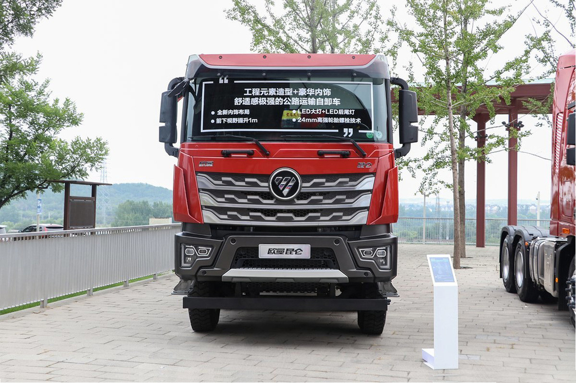 Φορτηγό Foton 15 τόνων 580 ίππους 8X4 7.6M Κόκκινο σώμα διπλός πίσω άξονας U σχήμα κουτί φορτίου