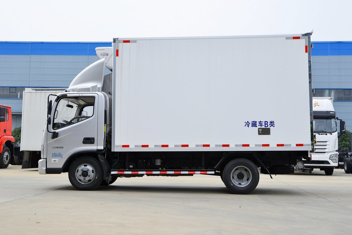 158HP 4X2 Μία σειρά καθίσματα Έξι ταχύτητες 4,08m Διπλές πόρτες Λευκό κουτί φορτίου Φωτόν BJ5048 ψυγείο φορτηγό