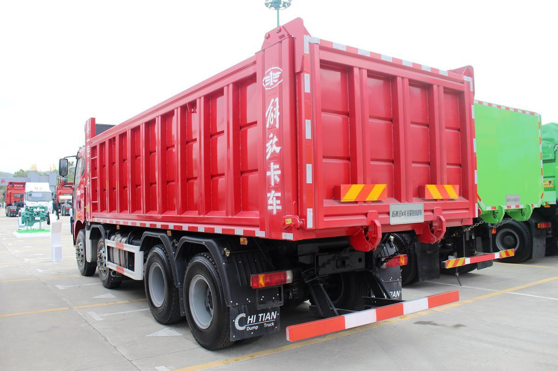 FAW Jiefang Dump Truck J6M βαρύ φορτηγό ντίζελ 350hp επίπεδο επάνω μονοροχιά κάθισμα 8X4 6,5m πίσω Flip Cargo Box