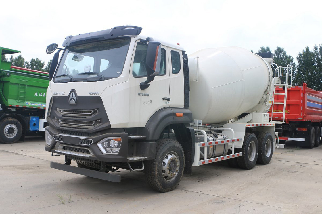 Sinotruk Haohan N7G επίπεδη πάνω μισή σειρά καθίσματα 380 ίππους αυτόματο κλιματισμό 6X4 Μικρατήρα σκυροδέματος φορτηγό